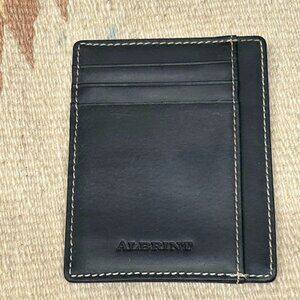 Albrint Black Full Grain Leather Front Pocket Wallet
